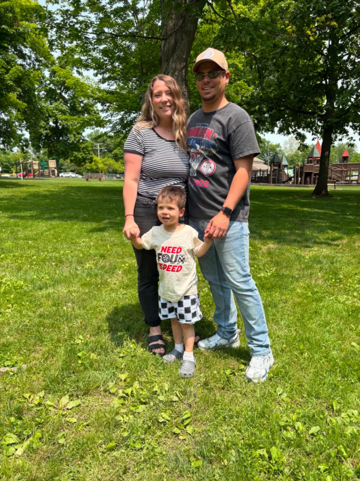 Devin Perry with his family at a park in Bucyrus, Ohio